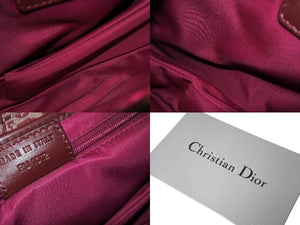 Christian Dior クリスチャンディオール サドルバッグ ハンドバッグ トロッター柄 キャンバス レザー レッド 美品 中古 65320