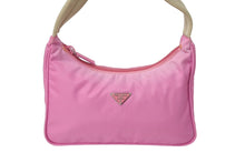 Load image into Gallery viewer, PRADA プラダ ホーボー ハンドバッグ MV515 トライアングルロゴ テスートナイロン ピンク ベージュ 美品 中古 65323