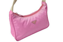 Load image into Gallery viewer, PRADA プラダ ホーボー ハンドバッグ MV515 トライアングルロゴ テスートナイロン ピンク ベージュ 美品 中古 65323