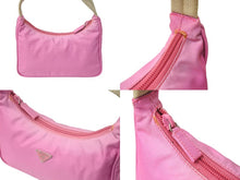 Load image into Gallery viewer, PRADA プラダ ホーボー ハンドバッグ MV515 トライアングルロゴ テスートナイロン ピンク ベージュ 美品 中古 65323