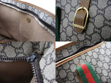 Load image into Gallery viewer, GUCCI グッチ トートバッグ オールドグッチ シェリーライン GG柄 PVCレザー ゴールド金具 グリーン レッド ブラウン 良品 中古 65325