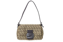 画像をギャラリービューアに読み込む, FENDI フェンディ マンマバケット ハンドバッグ ズッキーノ柄 キャンバス レザー ブラウン シルバー金具 美品 中古 65334