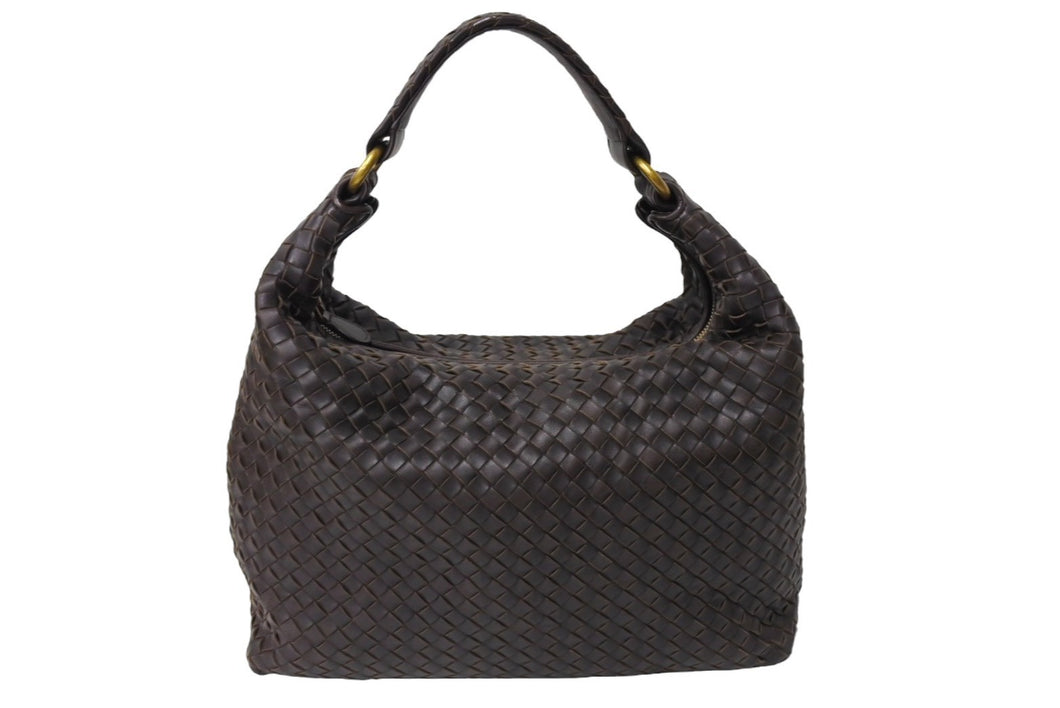 BOTTEGAVENETA ボッテガヴェネタ ショルダーバッグ イントレチャート 181347 V7782 1301 ラムスキン ブラウン 美品 中古 65339