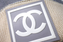 画像をギャラリービューアに読み込む, CHANEL シャネル ニットキャップ 帽子 スポーツライン ココマーク ベージュ グレー 美品 中古 65351