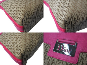 極美品 Christian Dior クリスチャンディオール ショルダーバッグ 07-RU-0095 トロッター柄 ピンク キャンバス 中古 65358
