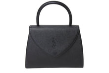 画像をギャラリービューアに読み込む, YVES SAINT LAURENT イヴサンローラン ハンドバッグ YSL ロゴ ブラック レザー YS3339CH10 ゴールド金具 美品 中古 65364