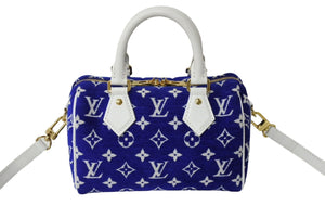 Louis Vuitton ルイ ヴィトン LVマッチ スピーディ バンドリエール20 2wayバッグ ICタグ M20751 ブルー ホワイト 美品 中古 65381