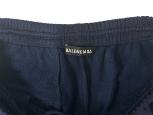 BALENCIAGA バレンシアガ 20AW BB刺繍 トラックパンツ サイドライン ロゴ ジャージ ネイビー ホワイト サイズ48 美品 中古 65382