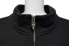 画像をギャラリービューアに読み込む, CHROME HEARTS クロムハーツ スウェット トレーナー ダガーハーフジップ クロスパッチ ブラック シルバー925 XL 美品 中古 65383