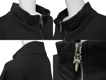画像をギャラリービューアに読み込む, CHROME HEARTS クロムハーツ スウェット トレーナー ダガーハーフジップ クロスパッチ ブラック シルバー925 XL 美品 中古 65383