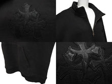 画像をギャラリービューアに読み込む, CHROME HEARTS クロムハーツ スウェット トレーナー ダガーハーフジップ クロスパッチ ブラック シルバー925 XL 美品 中古 65383