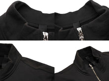 画像をギャラリービューアに読み込む, CHROME HEARTS クロムハーツ スウェット トレーナー ダガーハーフジップ クロスパッチ ブラック シルバー925 XL 美品 中古 65383