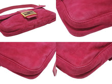 画像をギャラリービューアに読み込む, FENDI フェンディ マンマバケット ワンショルダーバッグ ラメ スエード レザー ショッキングピンク ゴールド金具 美品 中古 4b006540