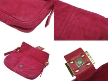 画像をギャラリービューアに読み込む, FENDI フェンディ マンマバケット ワンショルダーバッグ ラメ スエード レザー ショッキングピンク ゴールド金具 美品 中古 4b006540