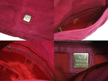 画像をギャラリービューアに読み込む, FENDI フェンディ マンマバケット ワンショルダーバッグ ラメ スエード レザー ショッキングピンク ゴールド金具 美品 中古 4b006540