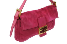 画像をギャラリービューアに読み込む, FENDI フェンディ マンマバケット ワンショルダーバッグ ラメ スエード レザー ショッキングピンク ゴールド金具 美品 中古 4b006540
