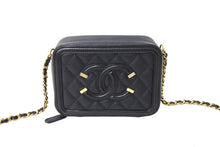 画像をギャラリービューアに読み込む, 極美品 CHANEL シャネル CCフィグリー ミニチェーンショルダーバッグ A84452 キャビアスキン ブラック ゴールド金具 中古 65412