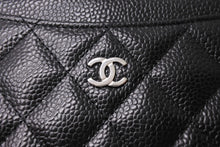 画像をギャラリービューアに読み込む, 新品同様 CHANEL シャネル カードケース ココマーク キャビアスキン シリアルランダム ブラック シルバー金具 中古 65417 正規品