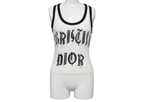 画像をギャラリービューアに読み込む, Christian Dior クリスチャンディオール タンクトップ 02SS サイズ36 2E12155800 プリント ホワイト ブラック 美品 中古 65441