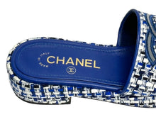 画像をギャラリービューアに読み込む, CHANEL シャネル サンダル ツイード ココマーク サイズ35 レザー メッシュ ブルー ホワイト 美品 中古 65448