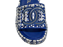 画像をギャラリービューアに読み込む, CHANEL シャネル サンダル ツイード ココマーク サイズ35 レザー メッシュ ブルー ホワイト 美品 中古 65448
