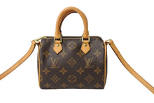 Load image into Gallery viewer, 極美品 LOUIS VUITTON ルイヴィトン ナノスピーディ ハンドバッグ 2WAY M61252 モノグラムキャンバス ヌメ革 中古 65456