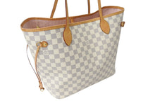 画像をギャラリービューアに読み込む, LOUIS VUITTON 新型 ルイヴィトン ネヴァーフルMM ローズバレリーヌ ハンドバッグ N40603 ダミエアズールキャンバス ホワイト 美品 中古 65462