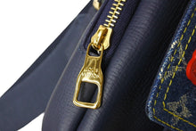 画像をギャラリービューアに読み込む, LOUIS VUITTON ルイ ヴィトン ダブルフォンポーチ NIGOコラボ M81060 モノグラムデニム トリヨンレザー ショルダー 美品 中古 65465