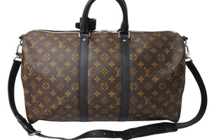 極美品 LOUIS VUITTON ルイヴィトン キーポル バンドリエール45 ボストンバッグ M56711 モノグラムマカサー ブラウン 中古 65468