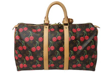 画像をギャラリービューアに読み込む, 極美品 LOUIS VUITTON ルイヴィトン キーポル 45 モノグラムチェリー 村上隆 ボストンバッグ ハンドバッグ レッド M95011 中古 65502