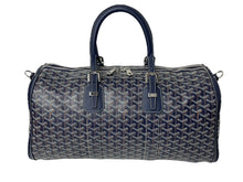 Load image into Gallery viewer, 新品同様 GOYARD ゴヤール クロワジュール45 ボストンバッグ PVC レザー ヘリンボーン ネイビー シルバー金具 中古 65505