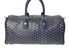 Load image into Gallery viewer, 新品同様 GOYARD ゴヤール クロワジュール45 ボストンバッグ PVC レザー ヘリンボーン ネイビー シルバー金具 中古 65505