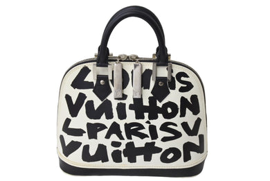 LOUIS VUITTON ルイヴィトン グラフィティ アルマMM ハンドバッグ モノグラム M92179 ブラック ホワイト 美品 中古品 65507