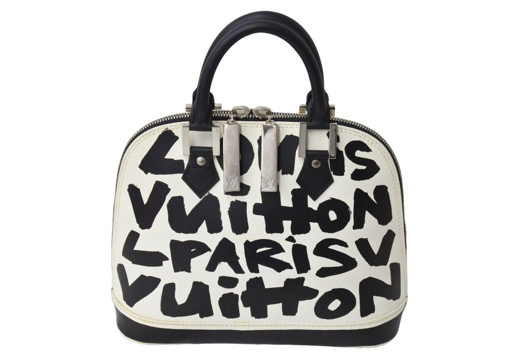 LOUIS VUITTON ルイヴィトン グラフィティ アルマMM ハンドバッグ モノグラム M92179 ブラック ホワイト 美品 中古品 65507