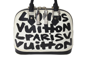 LOUIS VUITTON ルイヴィトン グラフィティ アルマMM ハンドバッグ モノグラム M92179 ブラック ホワイト 美品 中古品 65507