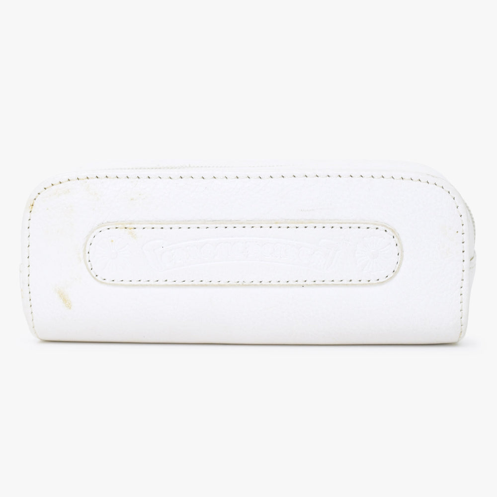 CHROME HEARTS Glasses Case Pouch Leather White Good Used 65519