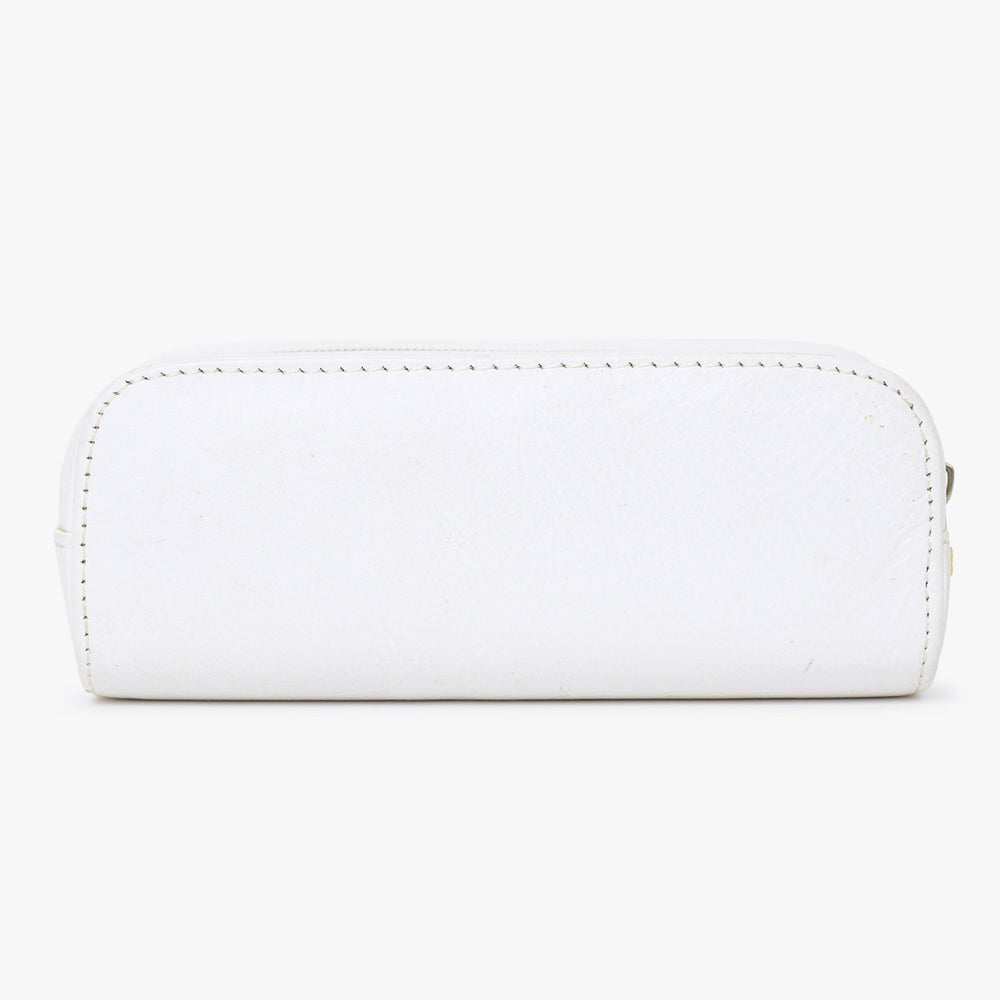 CHROME HEARTS Glasses Case Pouch Leather White Good Used 65519