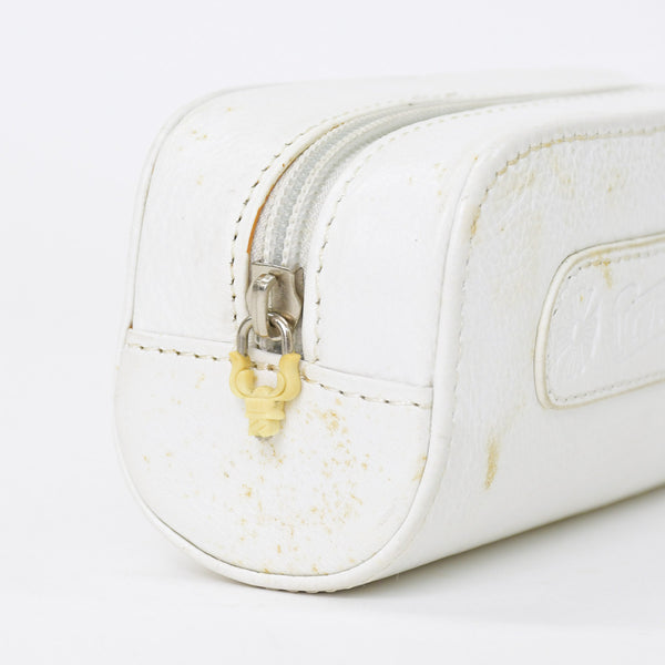 CHROME HEARTS クロムハーツ メガネケース ポーチ レザー ホワイト 良品 中古 65519