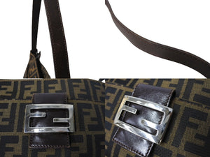 FENDI フェンディ マンマバケット ワンショルダーバッグ ズッカ柄 コットンキャンバス レザー シルバー金具 美品 中古 65539 –  Casanova Vintage