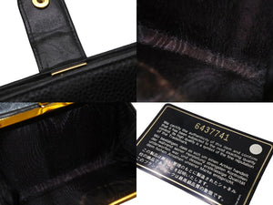 極美品 CHANEL シャネル ココマーク 二つ折り財布 がま口 キャビアスキン 6番台 ゴールド金具 ブラック 中古 65547