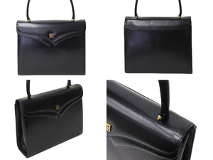 Givenchy ジバンシー ヴィンテージ ハンドバッグ 4Gロゴ フォーマル ブラック レザー ゴールド金具 美品 中古 65549