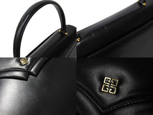 Load image into Gallery viewer, Givenchy ジバンシー ヴィンテージ ハンドバッグ 4Gロゴ フォーマル ブラック レザー ゴールド金具 美品 中古 65549