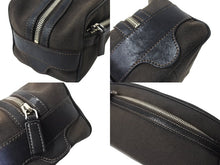 画像をギャラリービューアに読み込む, PRADA プラダ ポーチ 小物入れ クラッチバッグ ジャガード ロゴ コットンキャンバス レザー ブラウン シルバー金具 美品 中古 65552