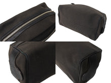 画像をギャラリービューアに読み込む, PRADA プラダ ポーチ 小物入れ クラッチバッグ ジャガード ロゴ コットンキャンバス レザー ブラウン シルバー金具 美品 中古 65552