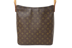 LouisVuitton ルイヴィトン ルーピングGM トートバッグ ハンドバッグ M51145 LM0032 PVC ヌメ革 ブラウン ゴールド 美品 中古 65561