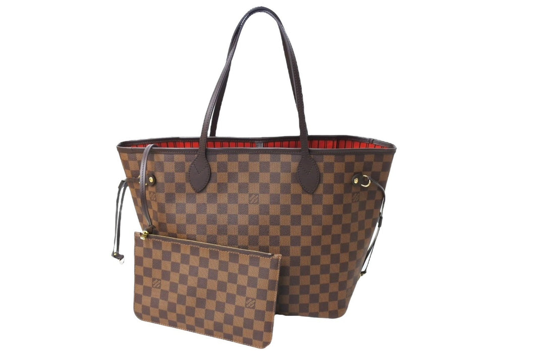 極美品 LOUIS VUITTON ルイヴィトン ネヴァーフル MM トートバッグ N40599 ダミエ エベヌ キャンバス レザー ゴールド金具 中古 65569