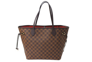 極美品 LOUIS VUITTON ルイヴィトン ネヴァーフル MM トートバッグ N40599 ダミエ エベヌ キャンバス レザー ゴールド金具 中古 65569