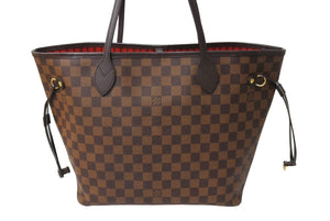 極美品 LOUIS VUITTON ルイヴィトン ネヴァーフル MM トートバッグ N40599 ダミエ エベヌ キャンバス レザー ゴールド金具 中古 65569