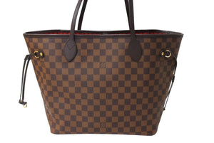 極美品 LOUIS VUITTON ルイヴィトン ネヴァーフル MM トートバッグ N40599 ダミエ エベヌ キャンバス レザー ゴールド金具 中古 65569