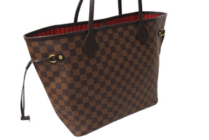 極美品 LOUIS VUITTON ルイヴィトン ネヴァーフル MM トートバッグ N40599 ダミエ エベヌ キャンバス レザー ゴールド金具 中古 65569